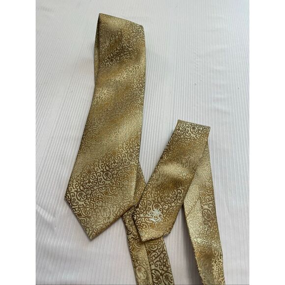 Tommy Bahama Gold Silk Paisley Palm Necktie Tie - Picture 6 of 6